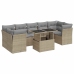 Set de sofás de jardín y cojines 8 piezas ratán sintético beige