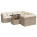Set de sofás de jardín con cojines 9 pzas ratán sintético beige