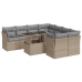 Set de sofás de jardín con cojines 9 pzas ratán sintético beige