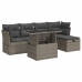 Set de muebles de jardín 6 pzas y cojines ratán sintético gris