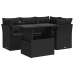 Set de muebles de jardín 5 pzas y cojines ratán sintético negro