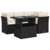 Set de muebles de jardín 5 pzas y cojines ratán sintético negro