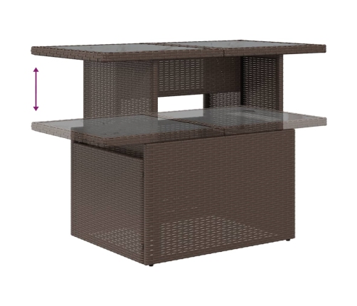 Set sofás de jardín 6 piezas y cojines ratán sintético marrón