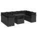 Set de sofás de jardín y cojines 10 pzas ratán sintético negro