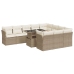 Set de sofás de jardín 11pzas con cojines ratán sintético beige