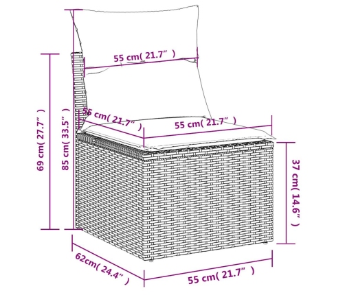 Set de sofás de jardín 11pzas con cojines ratán sintético beige