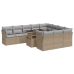 Set de sofás de jardín 11pzas con cojines ratán sintético beige