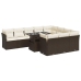 Set de sofás de jardín 11 pzas cojines ratán sintético marrón