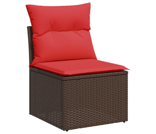 Set de sofás de jardín 11 pzas cojines ratán sintético marrón
