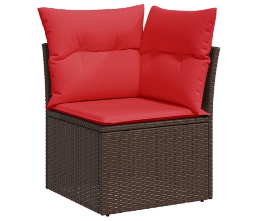 Set de sofás de jardín 11 pzas cojines ratán sintético marrón