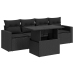 Set de muebles de jardín 5 pzas y cojines ratán sintético negro