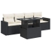 Set de muebles de jardín 5 pzas y cojines ratán sintético negro