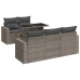 Set de muebles de jardín 6 pzas y cojines ratán sintético gris