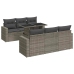Set de sofás de jardín 7 pzas con cojines ratán sintético gris