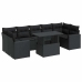 Set de sofás de jardín y cojines 8 piezas ratán sintético negro
