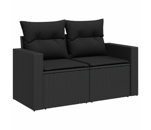 Set de sofás de jardín y cojines 8 piezas ratán sintético negro