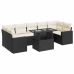 Set de sofás de jardín y cojines 8 piezas ratán sintético negro