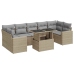 Set de sofás de jardín y cojines 8 piezas ratán sintético beige