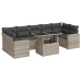 Set de sofás de jardín 8 pzas y cojines ratán sintético gris