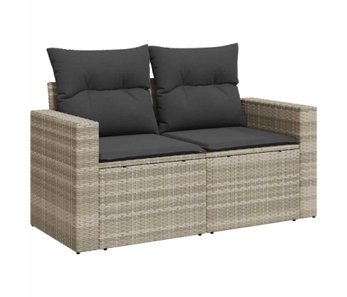 Set de sofás de jardín 8 pzas y cojines ratán sintético gris