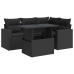 Set de muebles de jardín 5 pzas y cojines ratán sintético negro