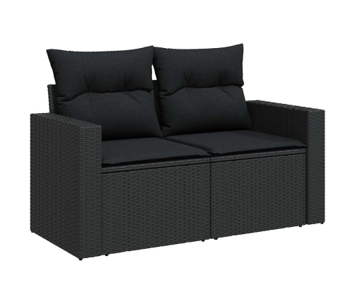 Set de muebles de jardín 5 pzas y cojines ratán sintético negro