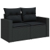 Set de muebles de jardín 5 pzas y cojines ratán sintético negro