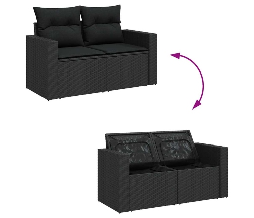 Set de muebles de jardín 5 pzas y cojines ratán sintético negro