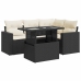 Set de muebles de jardín 5 pzas y cojines ratán sintético negro