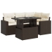 Set comedor de jardín 5 piezas y cojines ratán sintético marrón