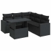 Set de sofás de jardín 6 piezas y cojines ratán sintético negro