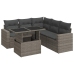 Set de muebles de jardín 6 pzas y cojines ratán sintético gris