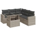 Set de sofás de jardín 6 pzas y cojines ratán sintético gris