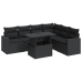 Set de sofás de jardín 7 pzas con cojines ratán sintético negro
