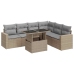 Set sofás de jardín 7 piezas y cojines ratán sintético beige