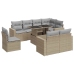 Set de sofás de jardín con cojines 9 pzas ratán sintético beige