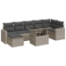 Set de sofás de jardín 8 pzas y cojines ratán sintético gris