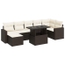 Set sofás de jardín 8 piezas y cojines ratán sintético marrón