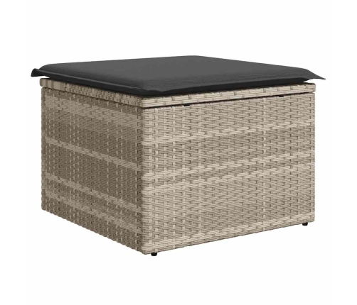 Set muebles jardín 9 pzas y cojines ratán sintético gris claro