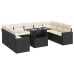 Set de sofás de jardín y cojines 10 pzas ratán sintético negro