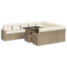 Set de sofás de jardín 11pzas con cojines ratán sintético beige