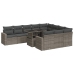 Set de sofás de jardín 11 pzas y cojines ratán sintético gris