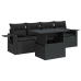 Set de muebles de jardín 5 pzas y cojines ratán sintético negro