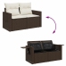 Set comedor de jardín 5 piezas y cojines ratán sintético marrón