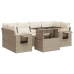 Set sofás de jardín 7 piezas y cojines ratán sintético beige