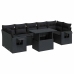 Set de sofás de jardín y cojines 8 piezas ratán sintético negro