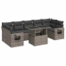 Set de sofás de jardín y cojines 8 piezas ratán sintético gris