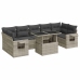 Set de sofás de jardín 8 pzas y cojines ratán sintético gris