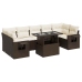 Set sofás de jardín 8 piezas y cojines ratán sintético marrón