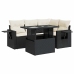Set de muebles de jardín 5 pzas y cojines ratán sintético negro